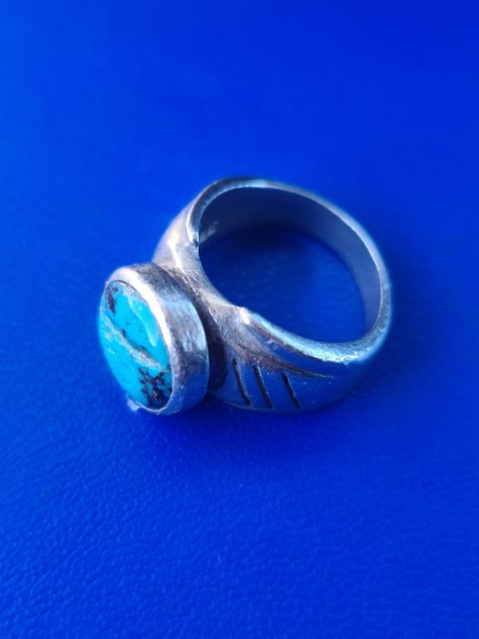 N INEL.ghiul vintage argint 925 piatra turquoise navajo,deosebit