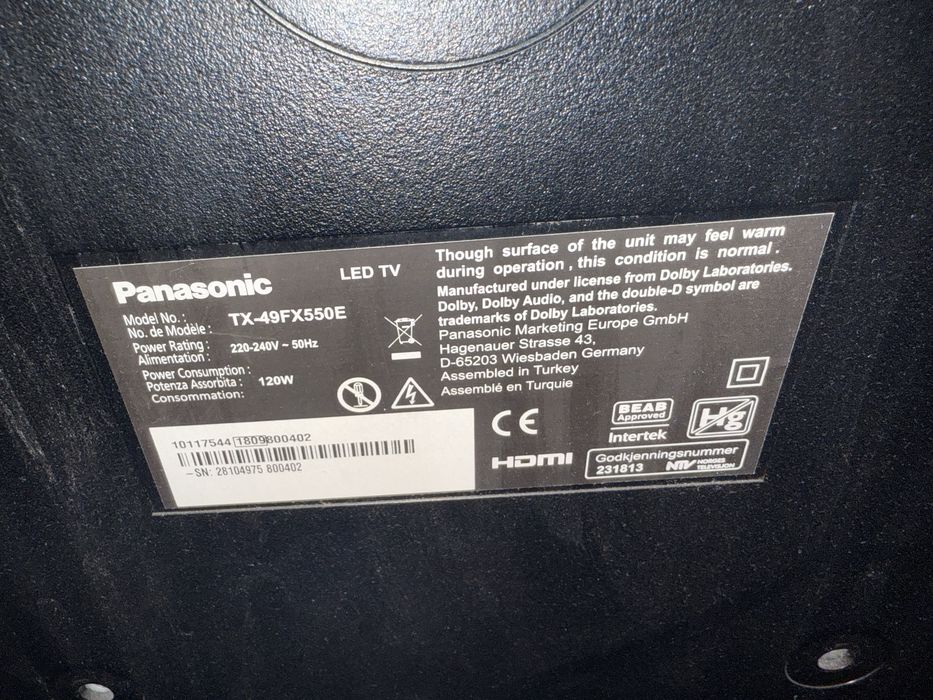 TV UHD HDR 123cm / 49” Panasonic Viera
