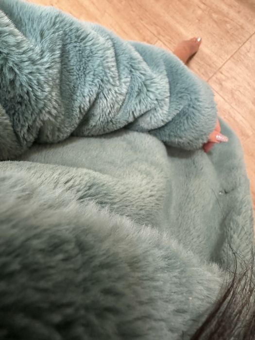 Зелено палто еко пух