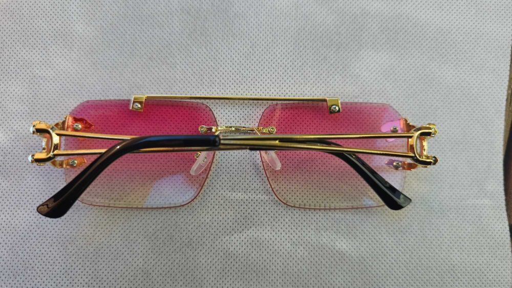 Ochelari de soare Cartier Rimless 8809 lentila roz