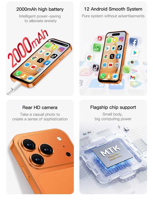 Оригинален ONEMYTH® A18 Pro 4G Микро / Мини Смартфон НОВИ БРОЙКИ