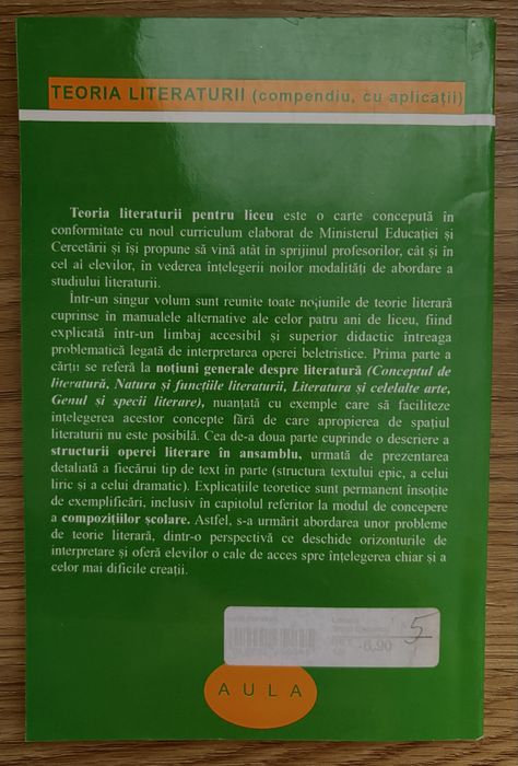 CONCEPTE OPERAȚIONALE pentru literatura română + TEORA LITERATURII compendiu, cu aplicații