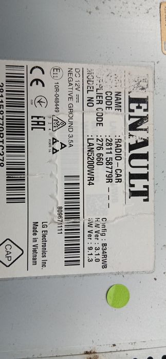 Vand navigatie Renault trafic 2019