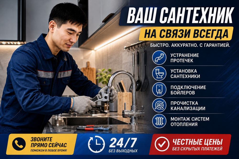 Сантехник Алматы 24/7. Сантехник . Услуги Сантехника прочистка