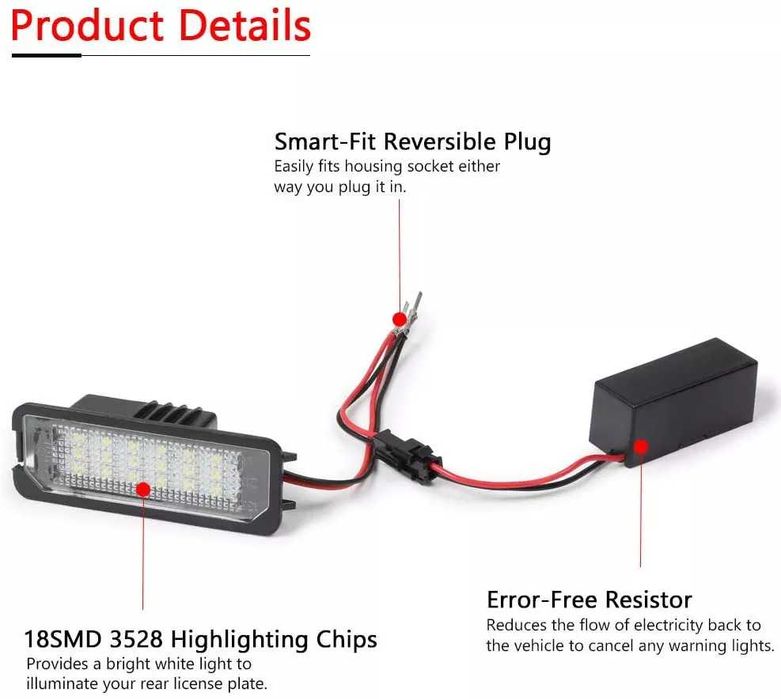 Гаранция , Канбус VW Golf 4 5 6 7 PASSAT 6 7 POLO LED плафони за номер