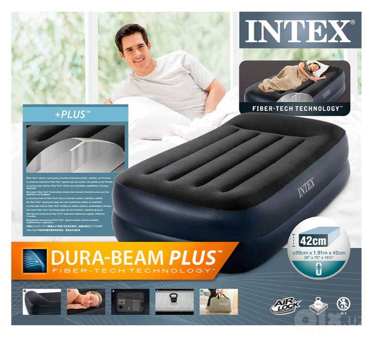 Надувной кровать-191х99х42 см. Intex-664122. Доставка бесплатно