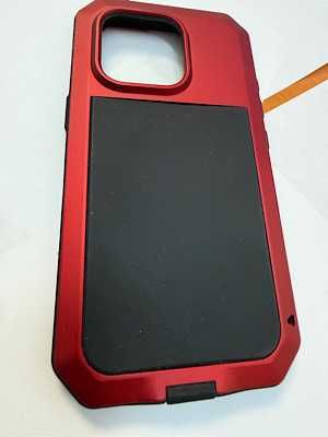 Carcasa iPhone 16 Pro Alu. total protectie, 100%, pe rosu 39 lei
