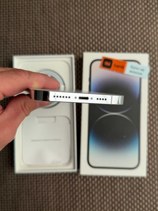 100% БАТЕРИЯ! iPhone 14 Pro MAX Лизинг от 20€/мес / Silver 128Gb - бял/ сив