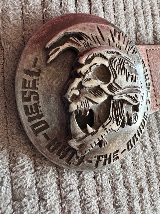 Чисто нов мъжки колан от естествена кожа Diesel с 3D катарама