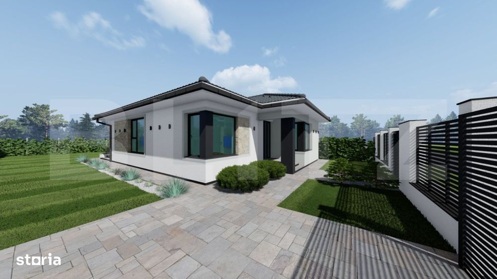 Casa individuala Santandrei cu placa de beton si gard imprejmuire la c