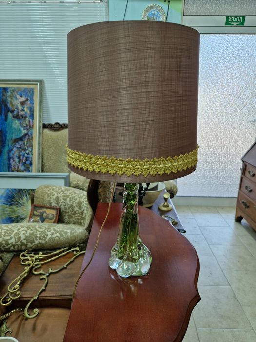 Рядка уникална антикварна кристална белгийска лампа Val Saint Lambert