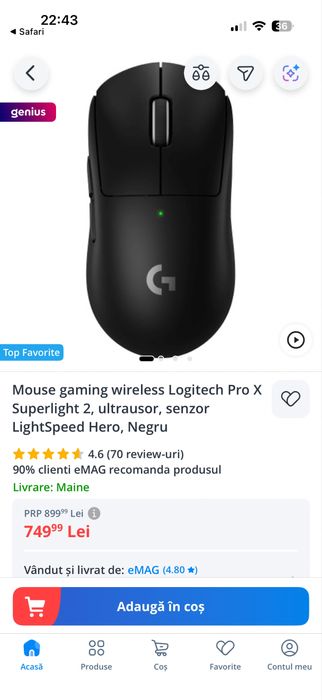 Mouse Logitech Pro X Superlight 2 • NOU / SIGILAT •