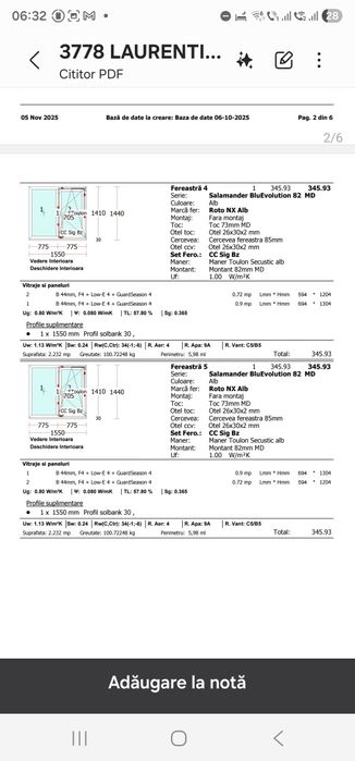 Tâmplarie nouă pvc alba Salamander BluEvolution 82  cu geam tripan