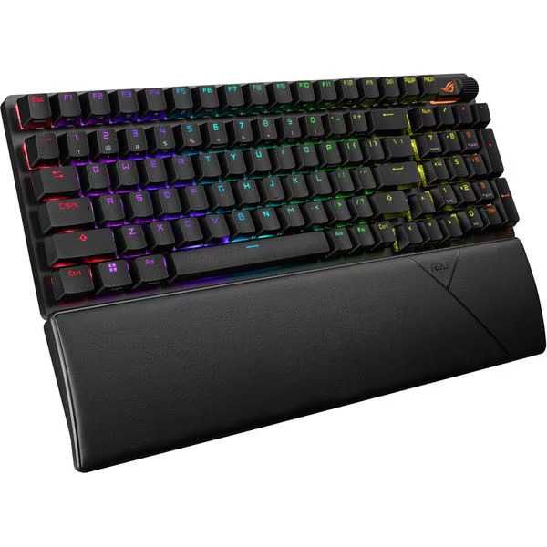 Tastatura Gaming Wireless mecanica ASUS ROG Strix Scope II 96 Wireless, Bluetooth, Layout US, Rog Snow, negru Noua Sigilata Garantie