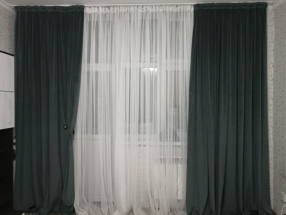 Занавеска шторы зелёный цвет