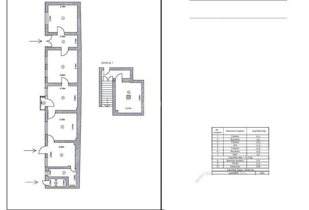 apartament 3 camere la curte, pivnita, centrala, Armeneasca- Mosilor
