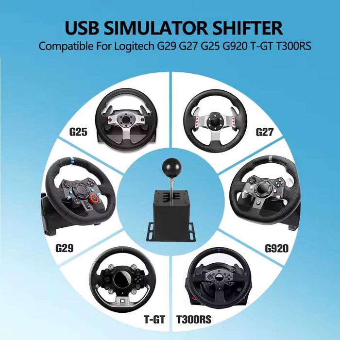 USB H-Shifter Скоростна Кутия 7+R Скорости за Рейсинг Симулатор PC