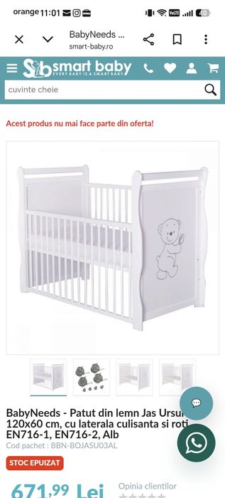 Pătuț babyneeds alb