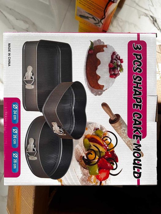 Комплект от 3 тави за печене на кекс или блат за торти с подвижно дъно