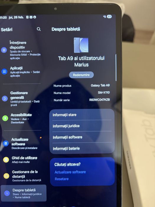 Galaxy Tab A9 4G 16G varianta 8.7