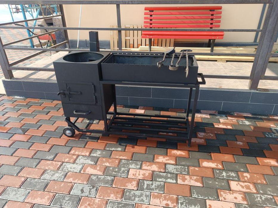 Мангал с печью под казан