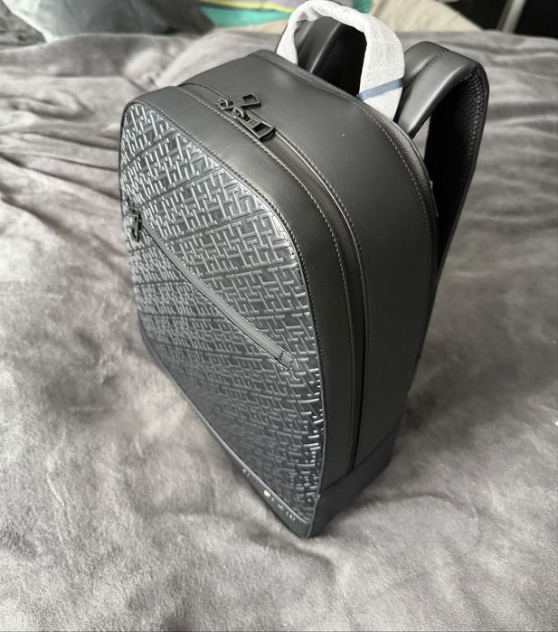 Tommy Hilfiger Monogram backpack ghiozdan oras unisex piele ecol negru