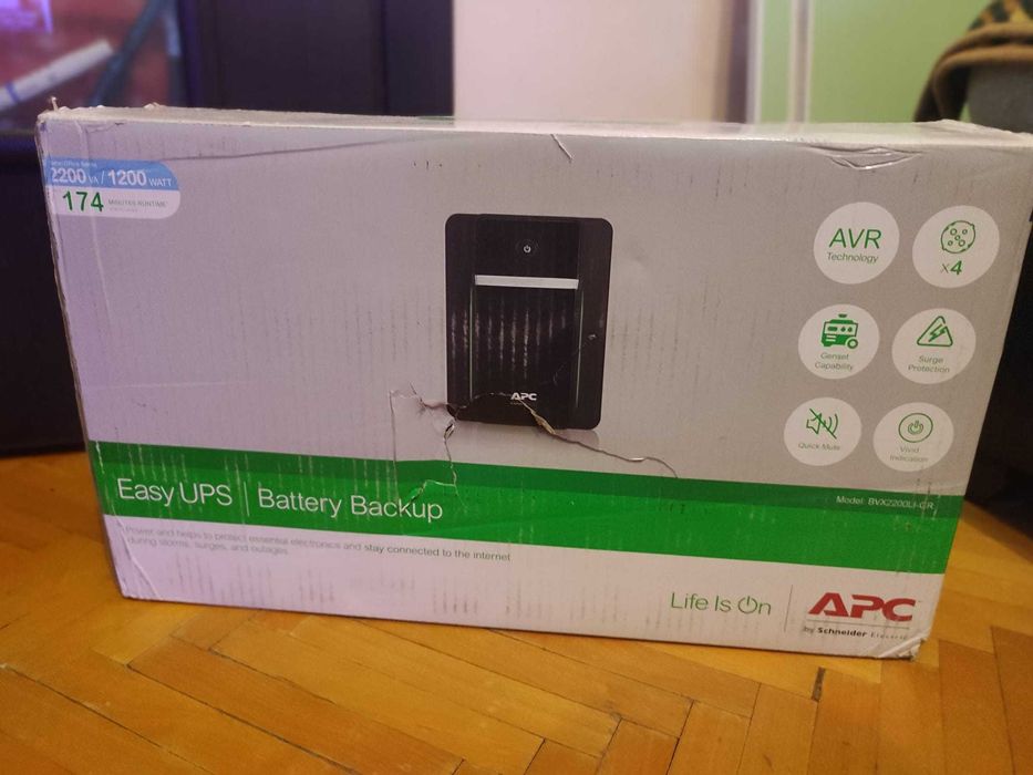 UPS APC BVX2200LI-GR, 2200VA/1200W, 4 prize Schuko. NOU!!! sigilat