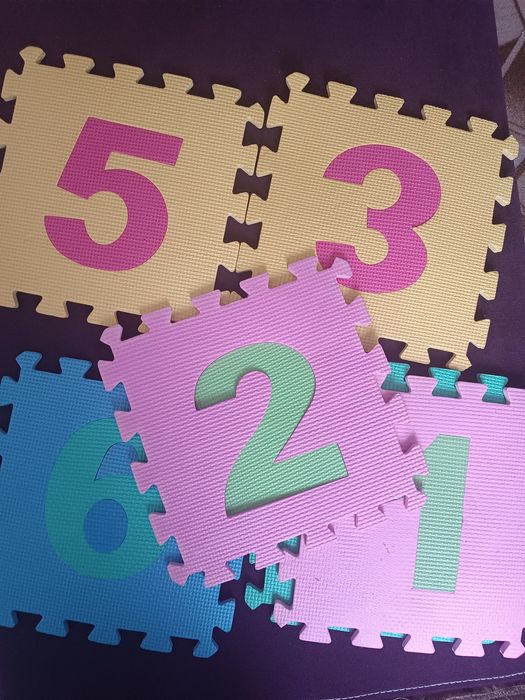 Детский игровой коврик пазл.Овощи,фрукты,цифры.