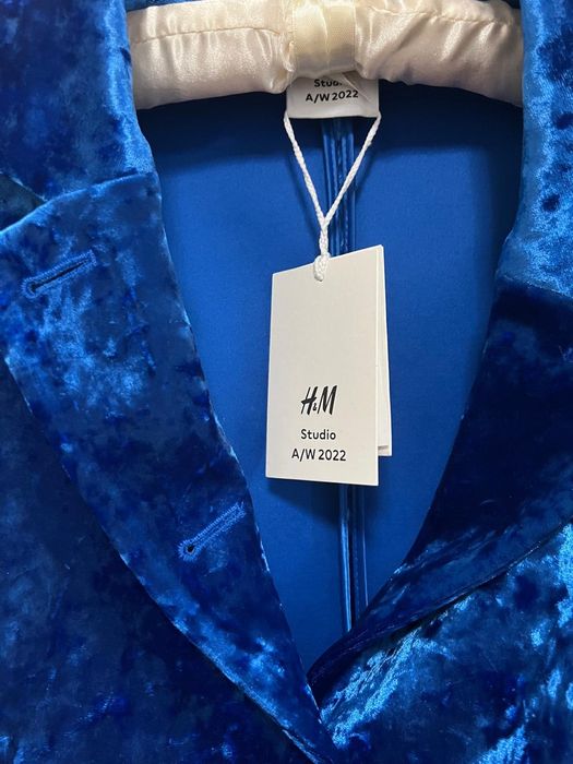 Costum catifea albastra H&M Studio