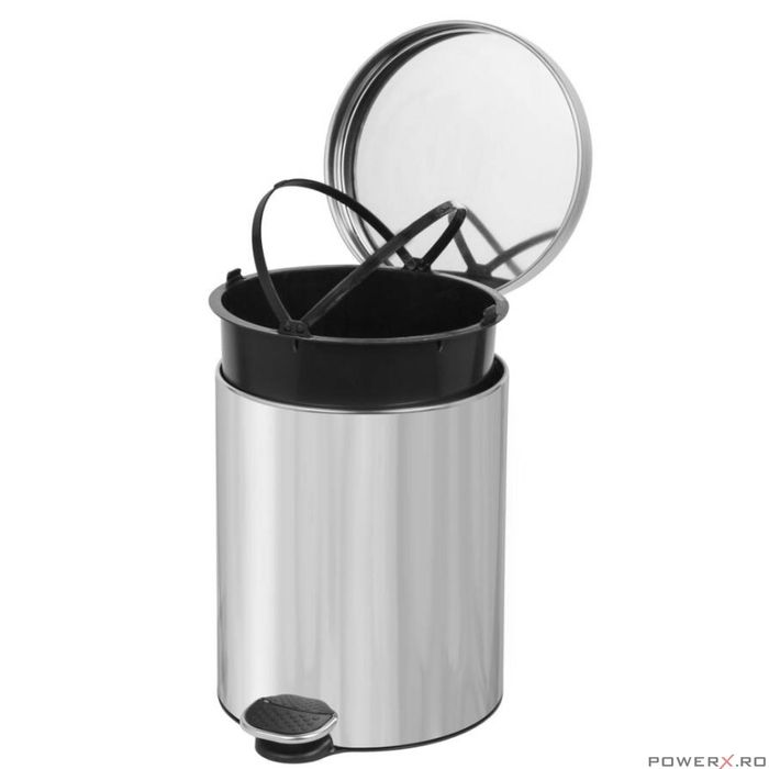 Cos de gunoi cu pedala, capacitate 5 litri, argintiu, PowerX