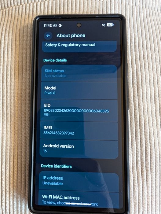 Google Pixel 6 Android 16