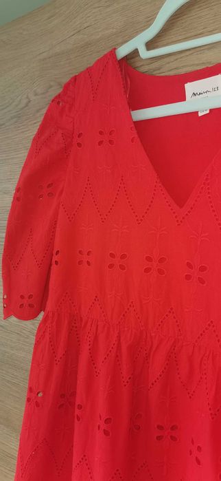 Рокля с къс ръкав, рязана бродерия - Maison 123, размер 40