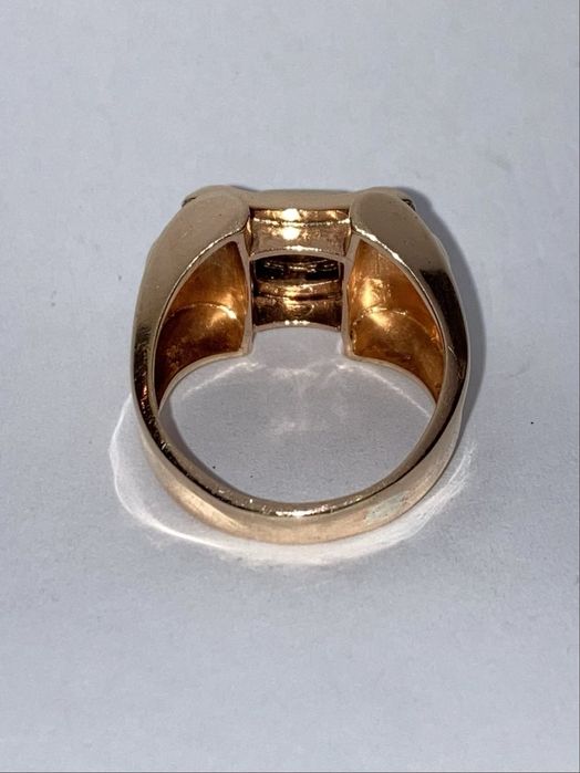 Inel antic Tank aur roz cu diamante