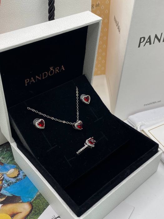 Pandora набор(кольцо,серьги,подвеска)