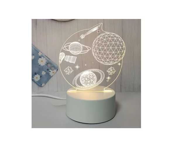 Нощна 3D лампа имитираща Космос и планети и USB зареждане