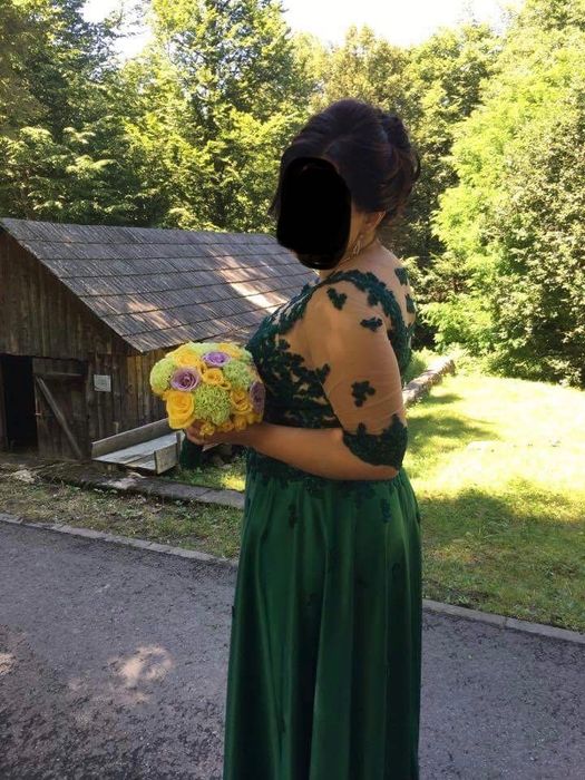 Rochie nașă verde smarald