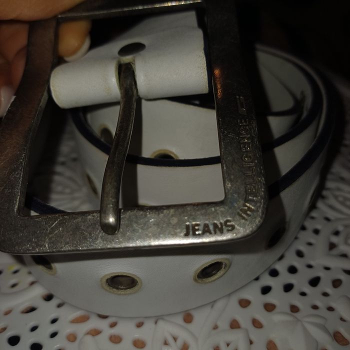 Curea piele alba piele jack& jones