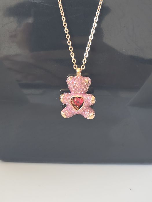 Pandantiv Teddy Bear, Roz, Placat în nuanță de aur roz