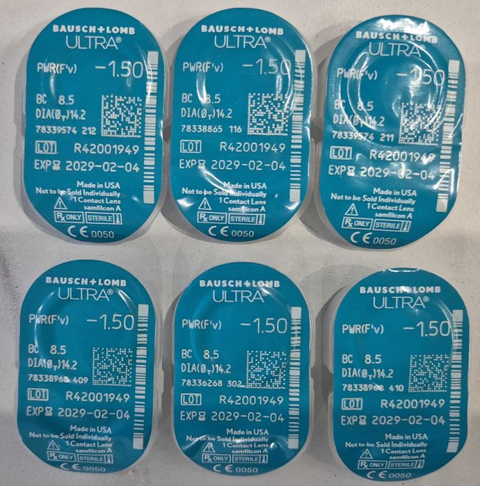 Контактни лещи Bausch + Lomb ULTRA (6 лещи) -1.50