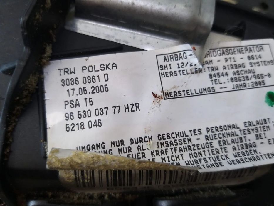 Airbag scaun stanga fata peugeot 307 break 30360861d 9653003777