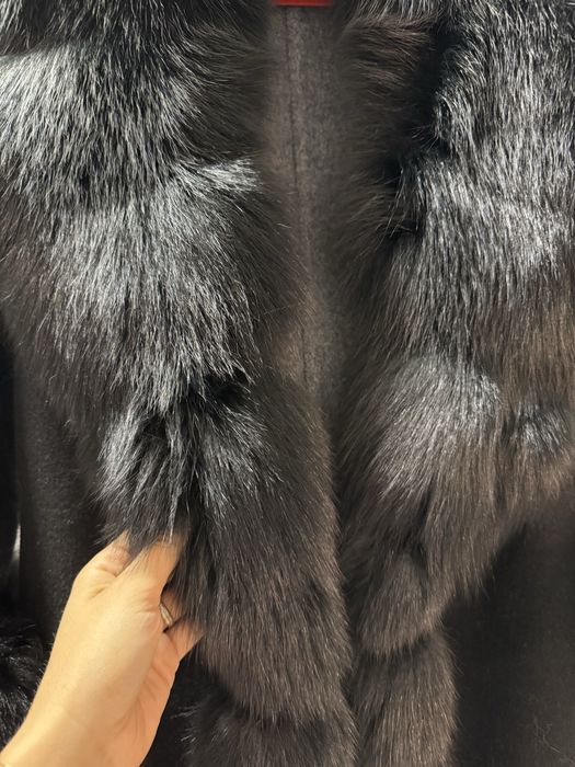 Palton lana cu blana naturala