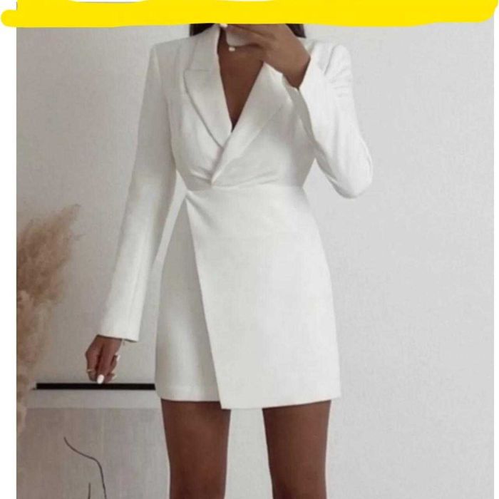 Zara rochie mini taxedo alb sacou Small