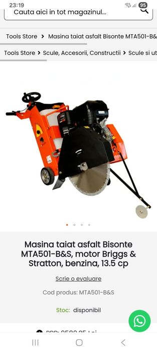 Vând mașină de tăiat asfalt nouă nefolosită