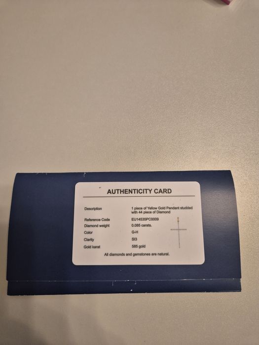 Pandantiv cruciulița aur 14 k cu diamante