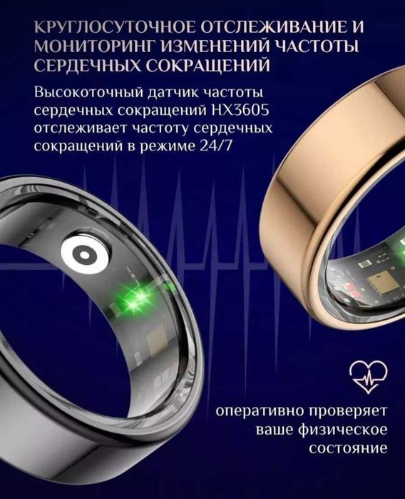 Умное кольцо для отслеживания ритма сердца, сна и шагомер Smart RIng