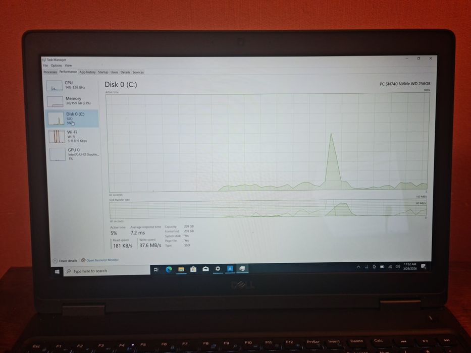 Laptop Dell Latitude 5590 I5-8350U 1.7Ghz 256SSD stare BUNA