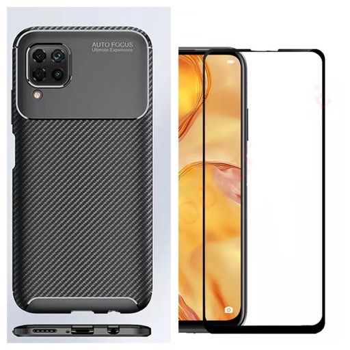Huawei P40/P30 LITE E 5G Husa AutoFocus Carbon + Folie Sticla Curba