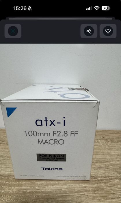 Obiectiv Tokina 100 mm