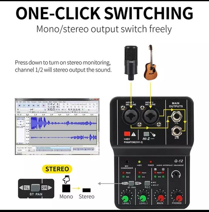 Q12 аудио интерфейс USB звуковая карта