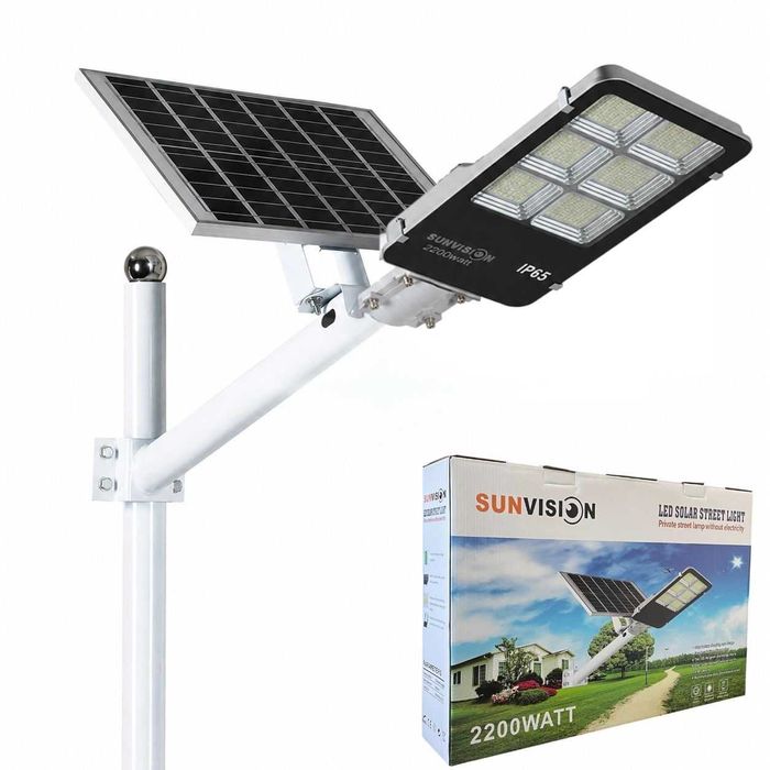 Улична соларна лампа с панел и стойка 2200W SUNVISION